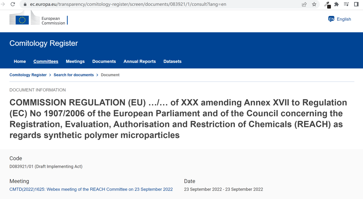 EU,Microplastics,Cosmetic,Restriction,Use,Draft