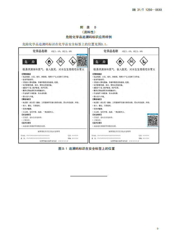 上海,地方标准,危险化学品,追溯码,技术规范